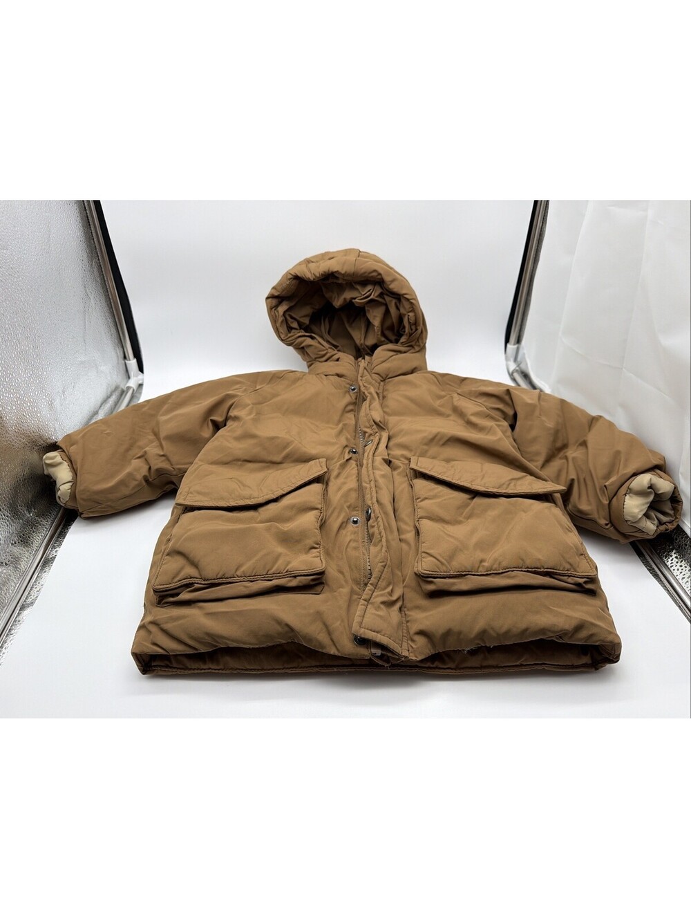 Zara Girls Jacket 18-24m Brown Cream Puffer Type